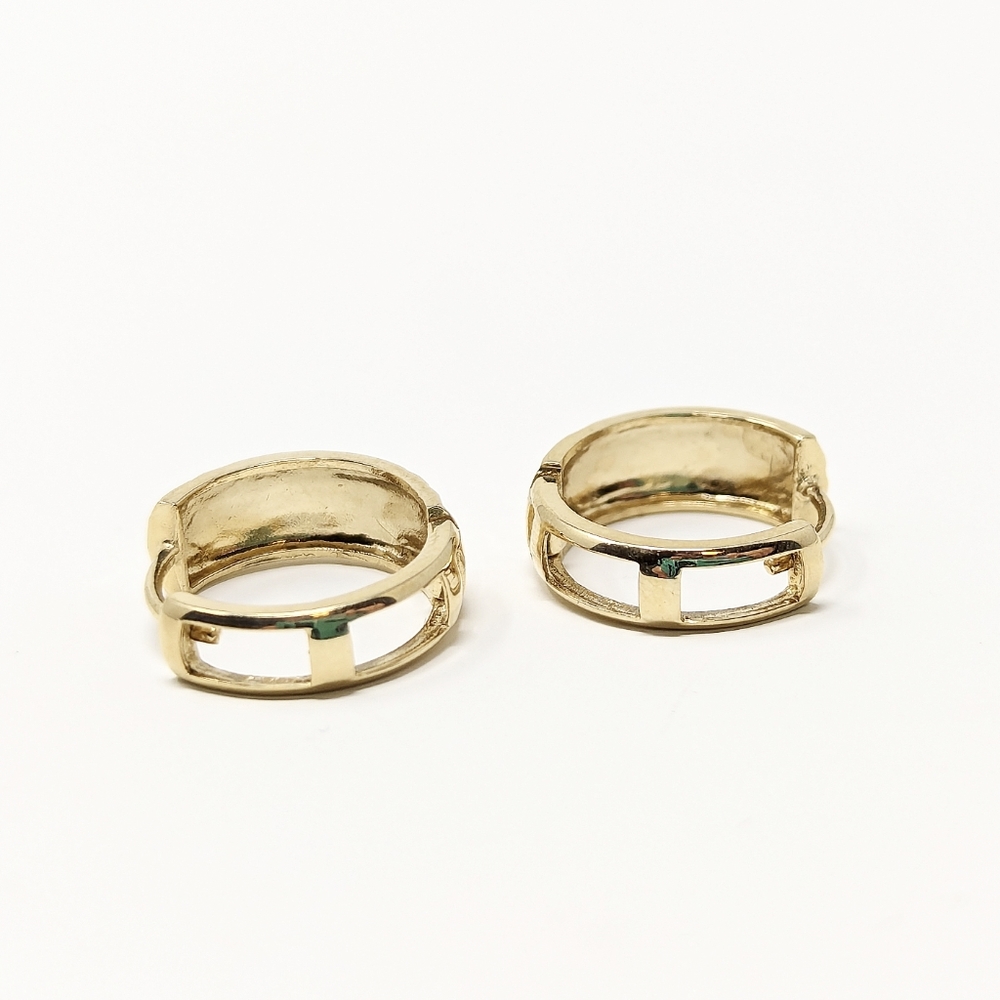 New 14k yellow gold 5mm huggie earrings pierced dainty round circle hoop - Picture 7 of 8